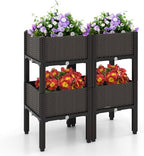 GIANTEX 4 Pcs Raised Garden Bed, Elevated Planter Box Kit W/ 16 Legs, 4 Planter Boxes, Self-Watering System, Drainage Holes, Indoor & Outdoor Vegetable Fruit Flower Herb Growing Box by Giantex