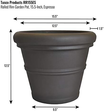 Tusco Products RR155ES Classic Rolled Rim Garden Planter, 15.5", Espresso - Image 2