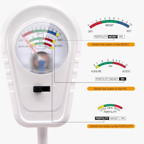 Soil Test Kit 3-in-1, Soil Moisture Meter, Soil PH Meter, Fertility Soil Tester, Soil Tester for Garden, Lawn, Farm, Outdoor & Indoor Use (Silver Frost White) - Image 2