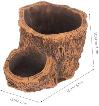 Mikikit Cement Stump Log Planter Brown Vintage Pot for Succulents - Image 2