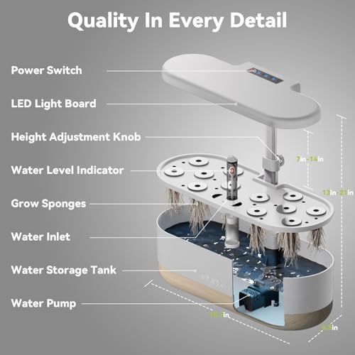 inbloom Hydroponics Growing System 12 Pods, Indoor Herb Garden with LEDs Full-Spectrum Plant Grow Light, Water Shortage Alarm, Automatic Timer, Height Adjustable,Gardening Gifts for Women, White - Image 3