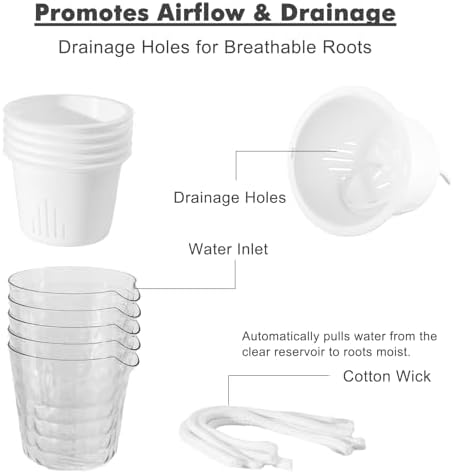 4.6 Inch Self Watering Plant Pots for Indoor Plants 16 Packs African Violet Pot, Self Watering Planters for Herb, Orchid, Devil's Ivy, Flower Houseplant Planters, Clear Plant Pots, White - Image 3