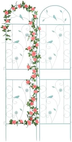 2 Pack 86.5" x 19.7" Metal Garden Trellis for Climbing Plants, Green by FHWTY