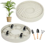 2 Pcs Plant Caddy with Wheels 12.4 Inch Hidden Wheels Heavy Duty Rolling Plant Stand, Indoor Outdoor Plant Saucer Tray with $9.9 Garden Tools (Beige) by Unknown