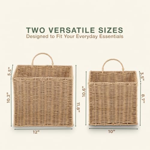 84ECO Set of 2 Woven Paper Rope Hanging Baskets for Organizing, Front Door, Mail, Flowers - Image 7
