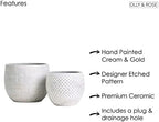 Olly & Rose Ceramic Cream Gold Plant Pot Set 2-6.8" and 5.5" Indoor Planters Cement Outdoor Flower Pots - Image 6