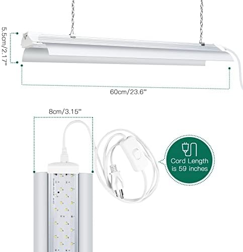 SZHLUX LED Grow Light 2FT Full Spectrum 2 Pack 80W (2×40W, 600W Equivalent) Sunlight Plant Light for Indoor Plants, Super Bright Grow Light Strips, Linkable Growing Light Fixture - Image 4