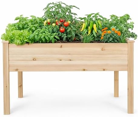 Backyard Expressions 48"x34" Raised Garden Bed - Elevated Wood Planter Box for Healthy Plant Growth, 440 lb Capacity - Natural Color by BackyardExpressions