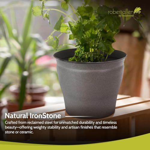 Headwind Natural Ironstone Timberline - 12" Cappuccino Decorative Planter for Outdoor Pots for Plants – Modern Indoor Plant Pots, Large & Small Planters for Indoor Plants by Robert Allen 2-Pack - Image 4