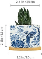 Blue Indigo Floral Chinoiserie Ceramic Planters Asian Navy Bird Snake Plant Live Indoor with Pot with Drainage Holes and Saucers Pot for Outdoor Garden Home Plant - Image 2