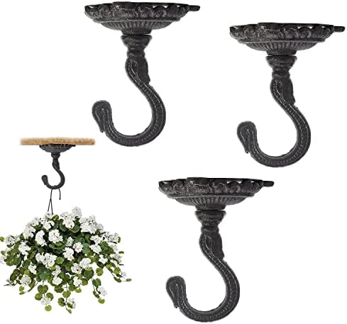 Sungmor Heavy Duty Cast Iron Swag Ceiling Hooks -3 Pack Black, 3.5x3.9 Inch by Sungmor