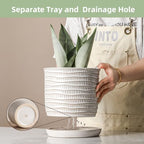 8 Inch Ceramic Plant Pot with Drainage Hole & Separate Saucer - Image 3
