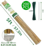 SWANGSA 40 Pack Bamboo Stakes for Plant 5 Feet(57.5inch), Bamboo Sticks Plant Support Garden Stakes Poles with 200pcs Twist Ties for Tomatoes, Beans, Potted Plants, Indoor and Outdoor Climbing Plants - Image 5