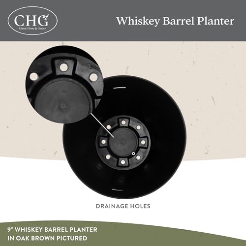 20.5" Jameson Whiskey Barrel with Drainage in Distressed Oak - Image 4