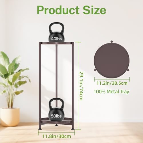 iDavosic.ly 2 Tier Metal Plant Stand Indoor Outdoor, 29 Inch Tall, Bronze - Image 5