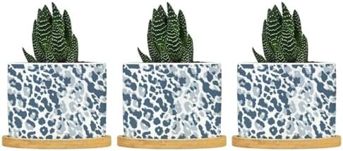 Leopard Dot Ceramic Planter Blue African Tribal Flower Pots for Indoor Plants with Drainage Holes and Saucers Pot for Pots Outdoor Indoor Plants by BRUYU5SE
