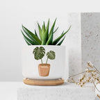DreamAutumn Pack of 3 Plants Planter Ceramic Round Plant Pots with Drainage Holes and Bamboo Tray Planting Small Flower Pots for Home Windowsill Desk Garden Indoor Outdoor Use - Image 7