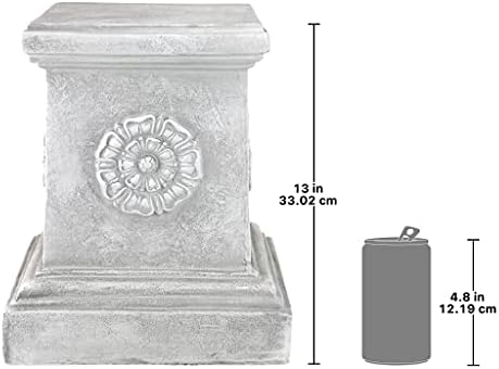 Design Toscano English Rosette Indoor/Outdoor Sculptural Garden Plinth Base Statue Riser, Large 12.5 Inch Tall, Cast Stone Resin, Antique Stone Finish - Image 3