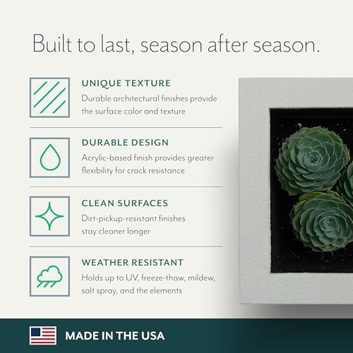 PolyStone Milan Modern Outdoor/Indoor Rectangular Trough Planter - 46" x 17" x 19" H - Lightweight Weather Resistant Stone-Look Resin Planter - Commercial & Residential - Concrete Gray - Image 5