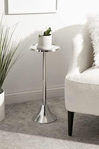 Kate and Laurel Sanzo Modern Pedestal Side Table; 9 x 9 x 23; Silver; Decorative End Table with Sleek Tabletop - Image 2