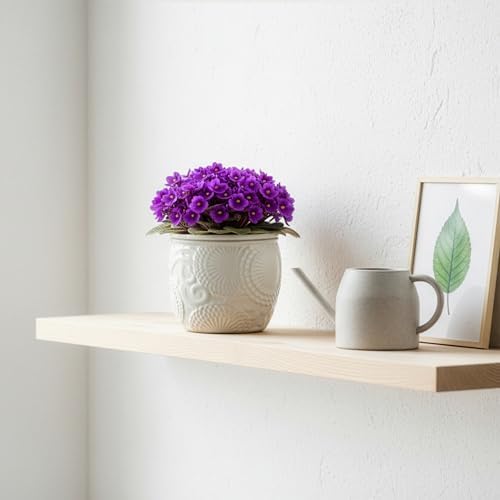 HERDUK 6.5” Ceramic Self Watering African Violet Planter with Embossed Floral Design – Durable Indoor Plant Pot for Orchids, Succulents, and Houseplants - Image 6