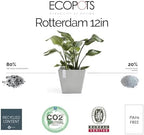 Ecopots Rotterdam Square Flower Planter, White Grey, 12" - Image 4