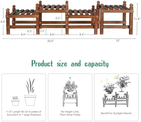 Wood Flower Stand Small Plant Stand Shelf Bench Indoor Outdoor Low - Image 6