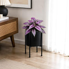 D'vine Dev Plastic Planter Pot with Metal Stand, Black, 8 in, 55-D-B-1 - Image 2