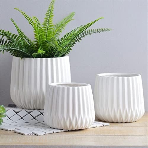 Indoor Plant Pots Black/White Ceramic Plant Pot Modern Minimalist Style Plant Pot Durable Flower Container Small Plant Flower Container Planters for Outdoor Plants(White,Small) - Image 3