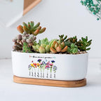 Personalized Birth Month Flower Plant Pot with Kids Names,Custom Grandma's Garden Ceramic Succulent Planter with Bamboo Tray Indoor Outdoor Home Decor Plants, for Mom Grandma,A6 - Image 3