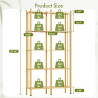 5 Tier Book Shelf, Tall Bamboo Bookcase, Wide Bookshelf with 10 Open Display Shelves Storage Organizer, Adjustable Bookshelves Standing Shelf Units for Bedroom, Living Room, Home Office - Image 2