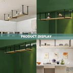 Modern Ceiling Shelf Floating Wine Rack - Ceiling Hanging Holder Storage Shelving Kitchen Pot Pan Shelves Spice Rack Organizer Decoration Display Flower Stand(100x30x40cm) - Image 5