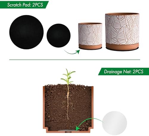 D'vine Dev Set of 2 Terracotta Pots, Broadleaf Pattern Planter, 31-958-H-1 - Image 4
