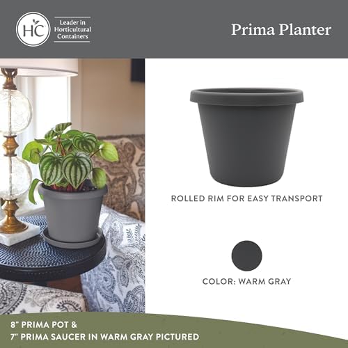 The HC Companies Prima Round Planter Pot, 16 Inch, Warm Gray, 2-Pack - Image 2