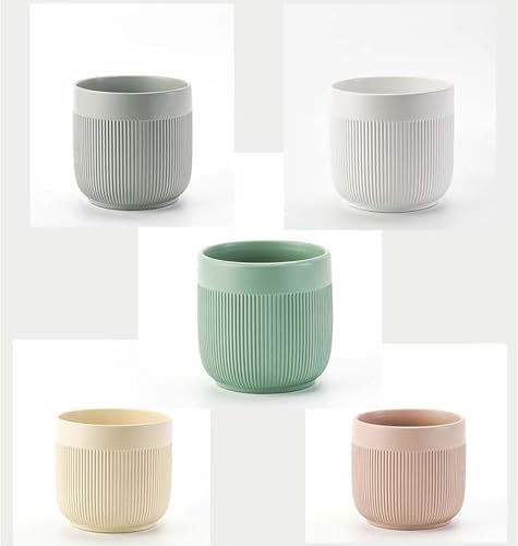 Ceramic 5.2+6.5 inch Planters, Modern Home and Office Flowerpot, Indoor and Outdoor Flowerpot with Drainage Hole (Grey) - Image 4