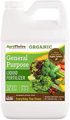 AgroThrive All Purpose Organic Liquid Fertilizer - 3-3-2 NPK (ATGP1064) (64 oz) for Lawns, Vegetables, Greenhouses, Herbs and Everything Else that Grows by AgroThrive