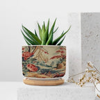Antique Chinoiserie Ceramic Planters Coral Peony Chic Asian Pots for Plants with Drainage Holes and Saucers Pot for Home Office Desk Garden - Image 7