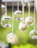 Set of 24 Wedding Hanging Glass Orbs, Glass Tea Light Terrarium, Globe Terrarium, Tea Light Holders, Wedding Decor Indoor Outdoor by Ecosides