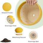 Ceramic Planters, Ceramic 10 Inch Pots for Plants Indoor, Yellow - Image 6