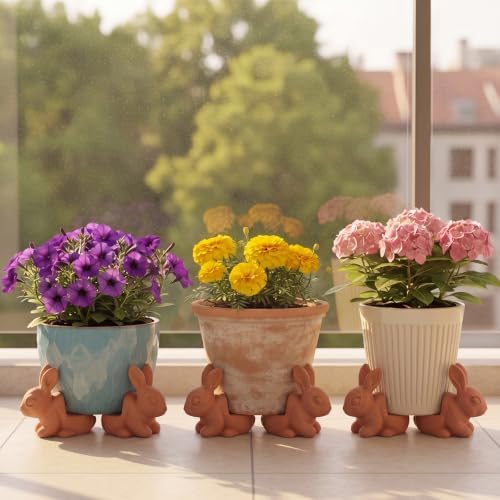 LemonRoad 12 Set Rabbit Pot Feet for Outdoor Planters, Terra Cotta Cement - Image 6
