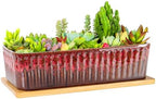 Succulent Pots, 12'' Long Rectangle Planters with Tray, Windowsill Planter by ARTKETTY