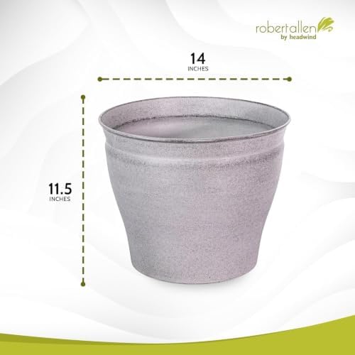 Headwind Natural Ironstone Timberline - 14" Pearl White Decorative Planter for Outdoor Pots for Plants – Modern Indoor Plant Pots, Large & Small Planters for Indoor Plants by Robert Allen 2-Pack - Image 3
