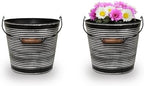 Headwind Vintage Ribbed Metal Planter with Handle, 10-Inch, Charcoal – Metal Flower Pot & Decorative Bucket Planter, Rustic Metal Outdoor Planter with Drainage Hole for Indoor Plants & Outdoor Garden - Image 7