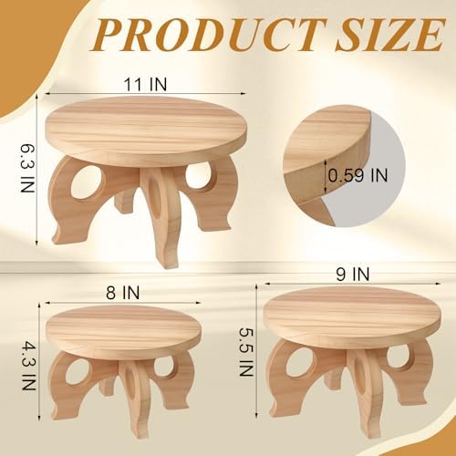 Threehoney 3 Pcs Wooden Plant Stand Indoor 8/9/11",Light Wood,Low - Image 3