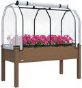 Outsunny Raised Garden Bed with PE Greenhouse Cover 48x22x46 inch Brown by Outsunny