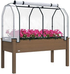Outsunny Raised Garden Bed with PE Greenhouse Cover 48x22x46 inch Brown by Outsunny