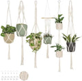 Nook Theory 6-Pack Macrame Plant Hangers with 12 Hooks - Hanging Planters for Indoor Plants, Boho Macrame Hangers Indoor Outdoor, Decorative Plant Hanger Indoor (Cream) by NookTheory