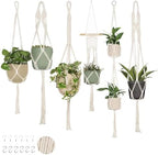 Nook Theory 6-Pack Macrame Plant Hangers with 12 Hooks - Hanging Planters for Indoor Plants, Boho Macrame Hangers Indoor Outdoor, Decorative Plant Hanger Indoor (Cream) by NookTheory