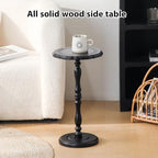 Drink Table, Small Side Table for Small Spaces, Round Solid Wood Modern Accent Nightstand for Living Room, Bedroom, Corners and Office, Black - Image 2