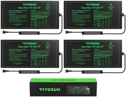 VIVOSUN 4-Pack 10" x 20.75" Durable Waterproof Seedling Heat Mat by VIVOSUN